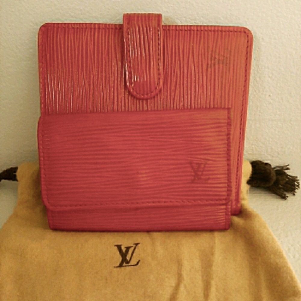 Louis Vuitton epi wallet and key holder.